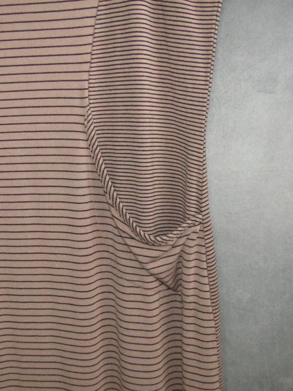 Habitat Clothes To Live In Dress L Mocha Black Stripe Sleeveless Pockets Artsy - Picture 5 of 12